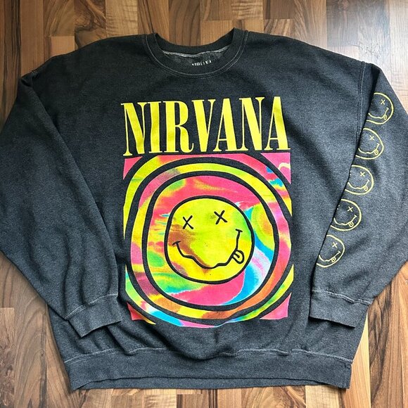 Oversized Nirvana Smiley Face Crewneck Small Medium Large Extra Large XL - Picture 3 of 7